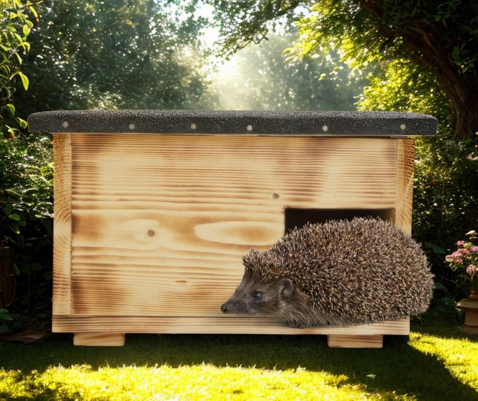 Igelhaus Bausatz aus Holz, Igelhotel Igelhütte für Garten, Meerschweinchenhaus, Nagerhaus, Kleintierhaus, Ganzjährig perfekt für den Igel