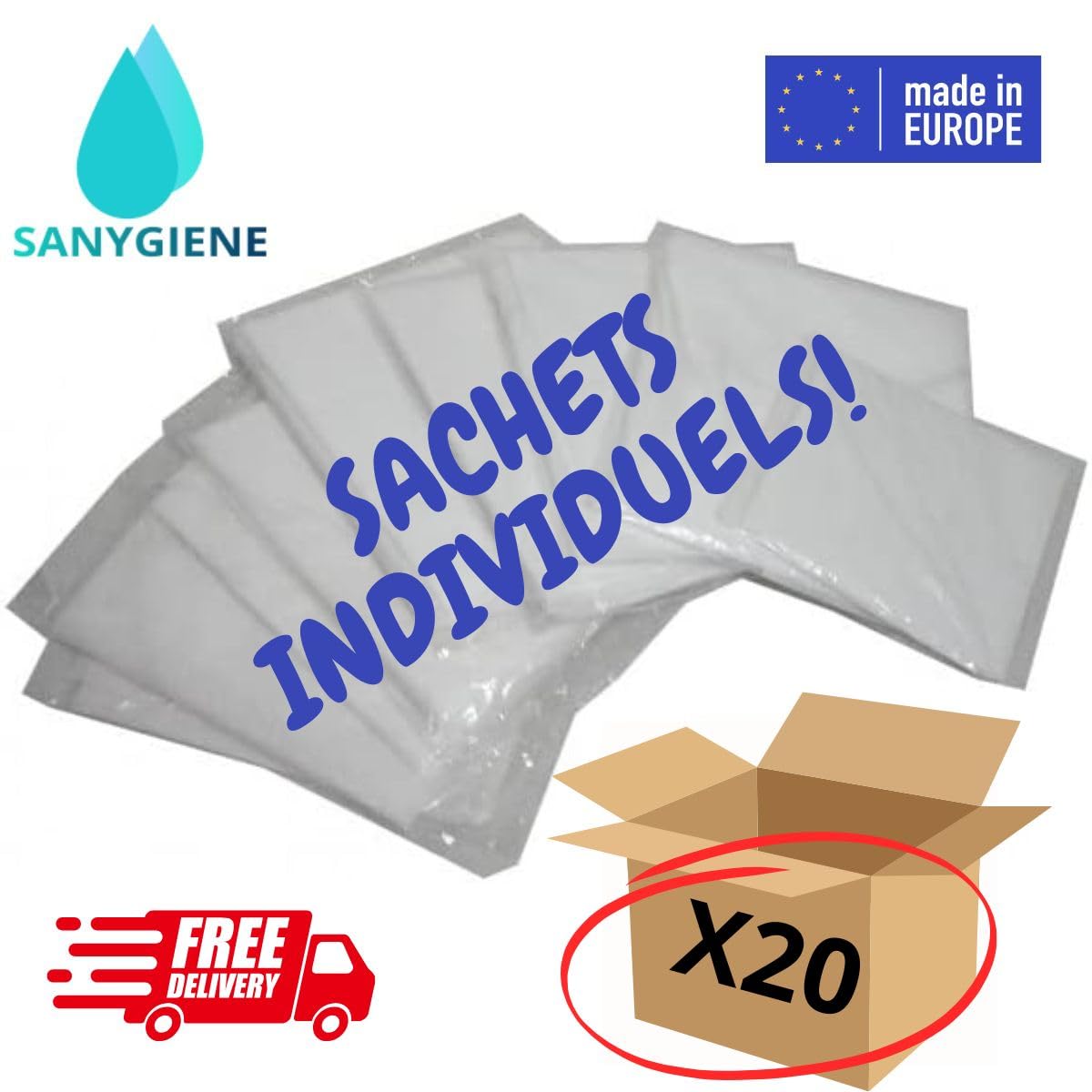 SANYGIENE | Alèse Matelas Jetable 140X190 cm | Lot de 20 Alèses Elastiques | Non Lavable | Hygiène Literie Médical - Tourisme - Location Saisonnière | Protection Anti Tâches et Salissures