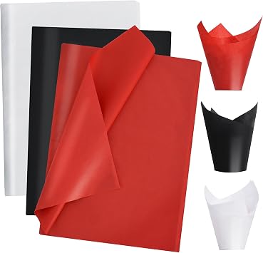 BEISHIDA 90 Sheets Red Black White Tissue Paper Bulk for Gift Wrapping Bags