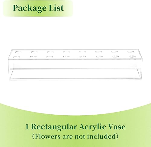 Miniatura 7 de Jarrones rectangulares de acrílico para centros de mesa, florero floral de 16 pulgadas de largo con agujeros para flores, bandeja rectangular