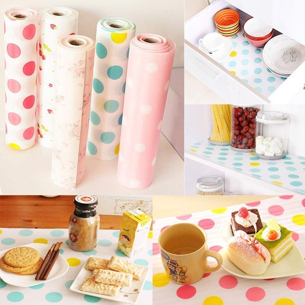 Lariox Printing Antibacterial Cabinet Plastic Foam Household Wardrobe Moisture Drawer Pad Waterproof Non-Slip Paper Kitchen Cupboard Liners Roll Mat, 30x300 cm (Multicolour Pack of 1) 2