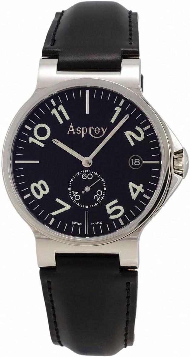 ASPREY of London No.8 Black Luminous Dial Automatic Chronometer Mens Watch Date 1018245