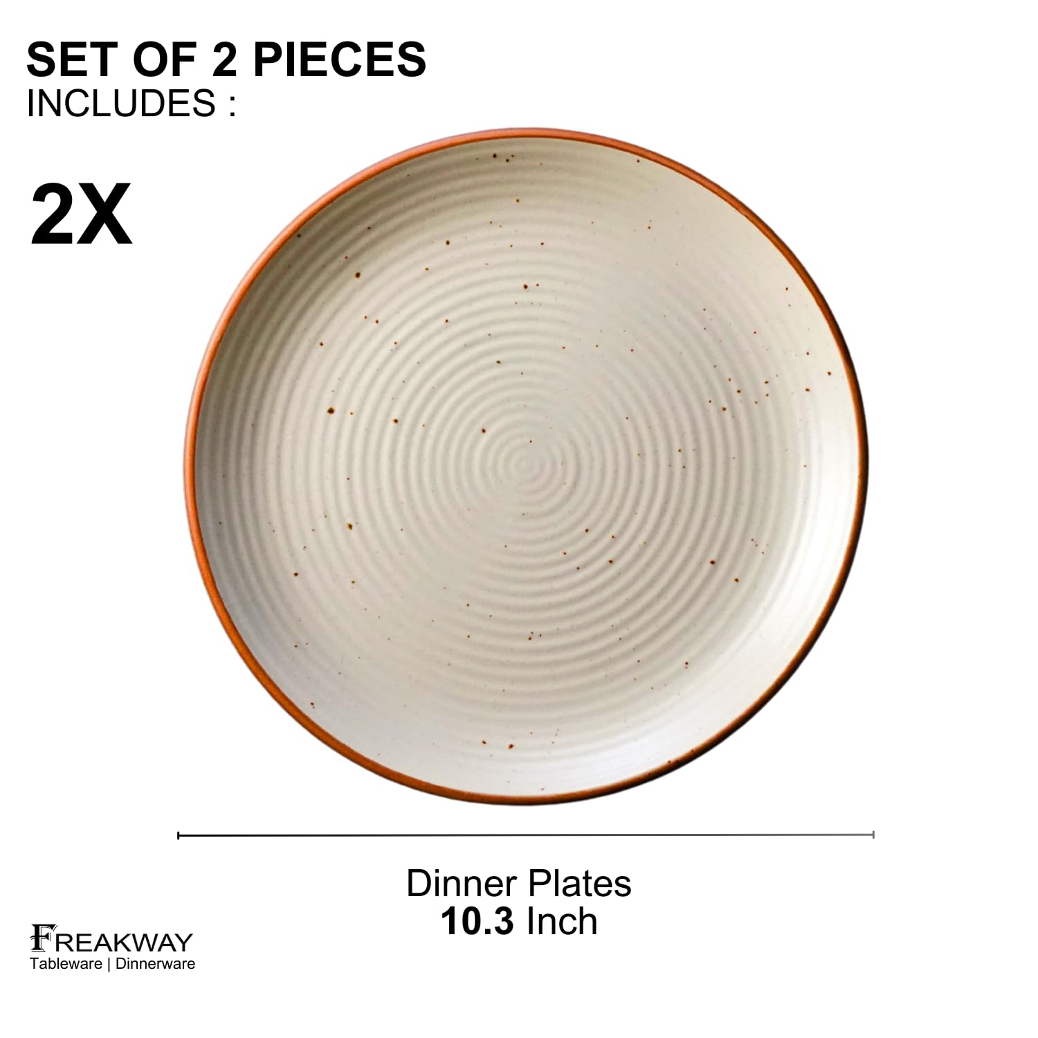 Freakway Cream Ribbed Stoneware Dinner Plates 10.3 Inch Set of 2 Pcs Ceramic Plates for Dinner | Microwave & Dishwasher Safe | Off White 4