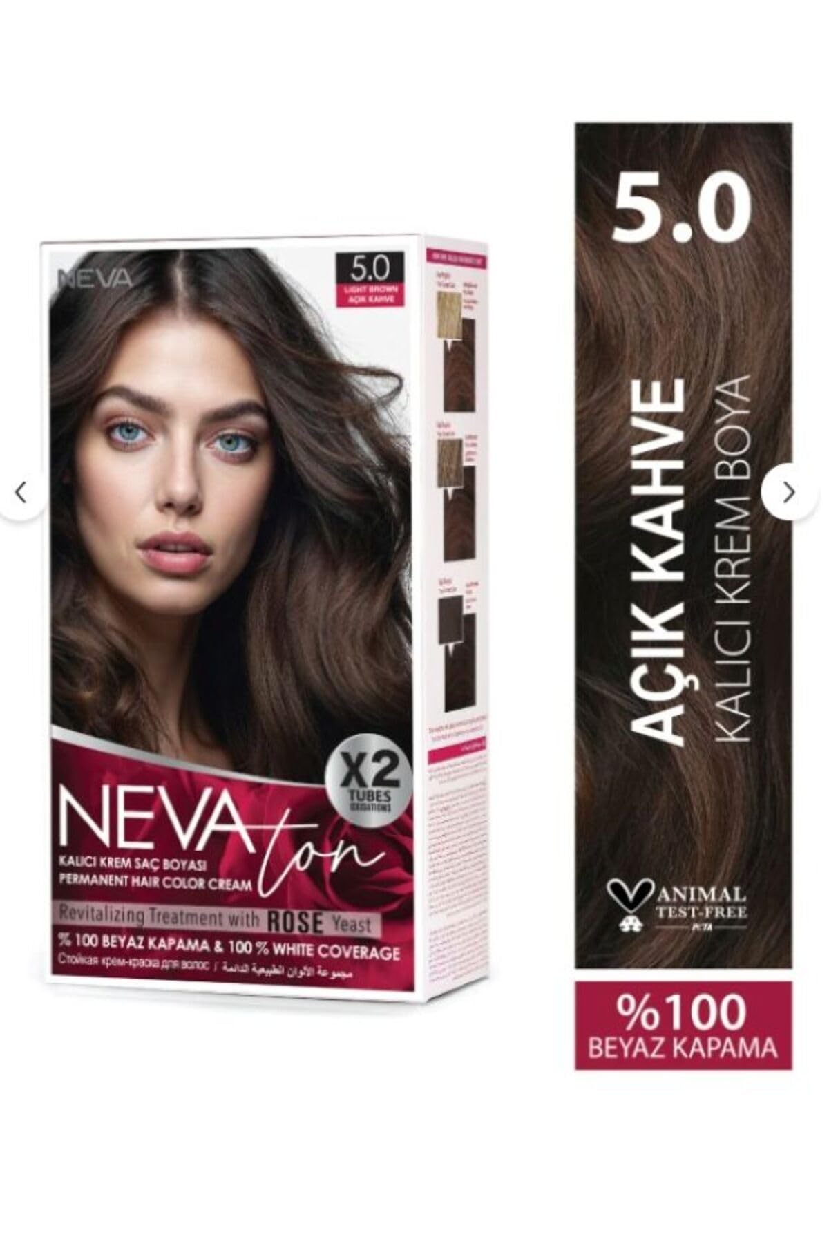 Nevaton Kalıcı Krem Saç Boyası 5.0 Açık Kahve