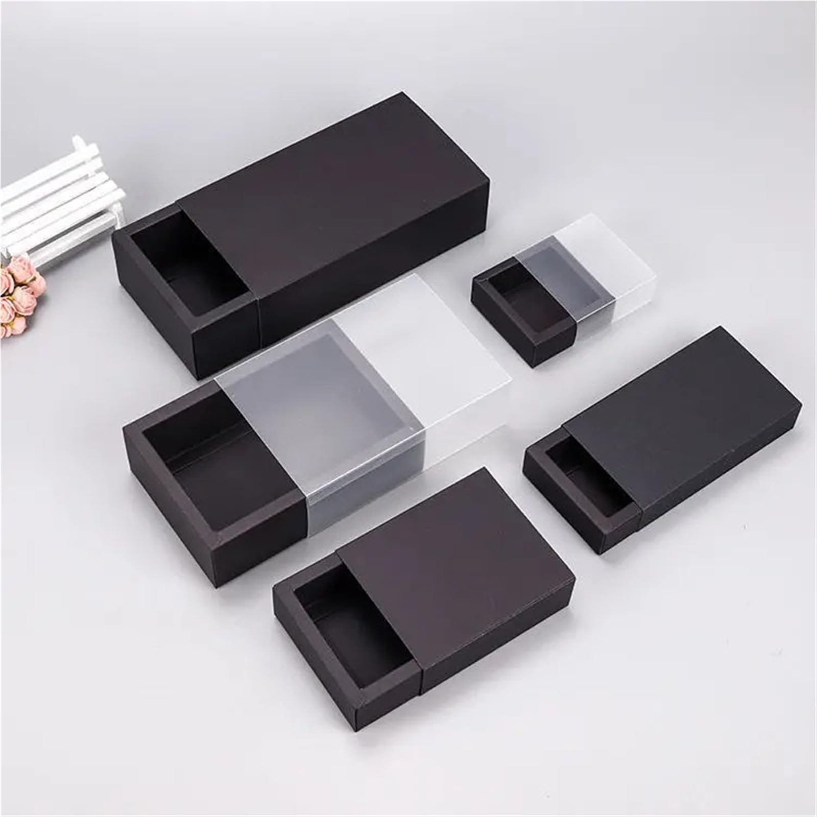 Scatole di Carta Kraft per Rossetti Confezione regalo con cassetto Kraft da 10 pezzi finestra in PVC