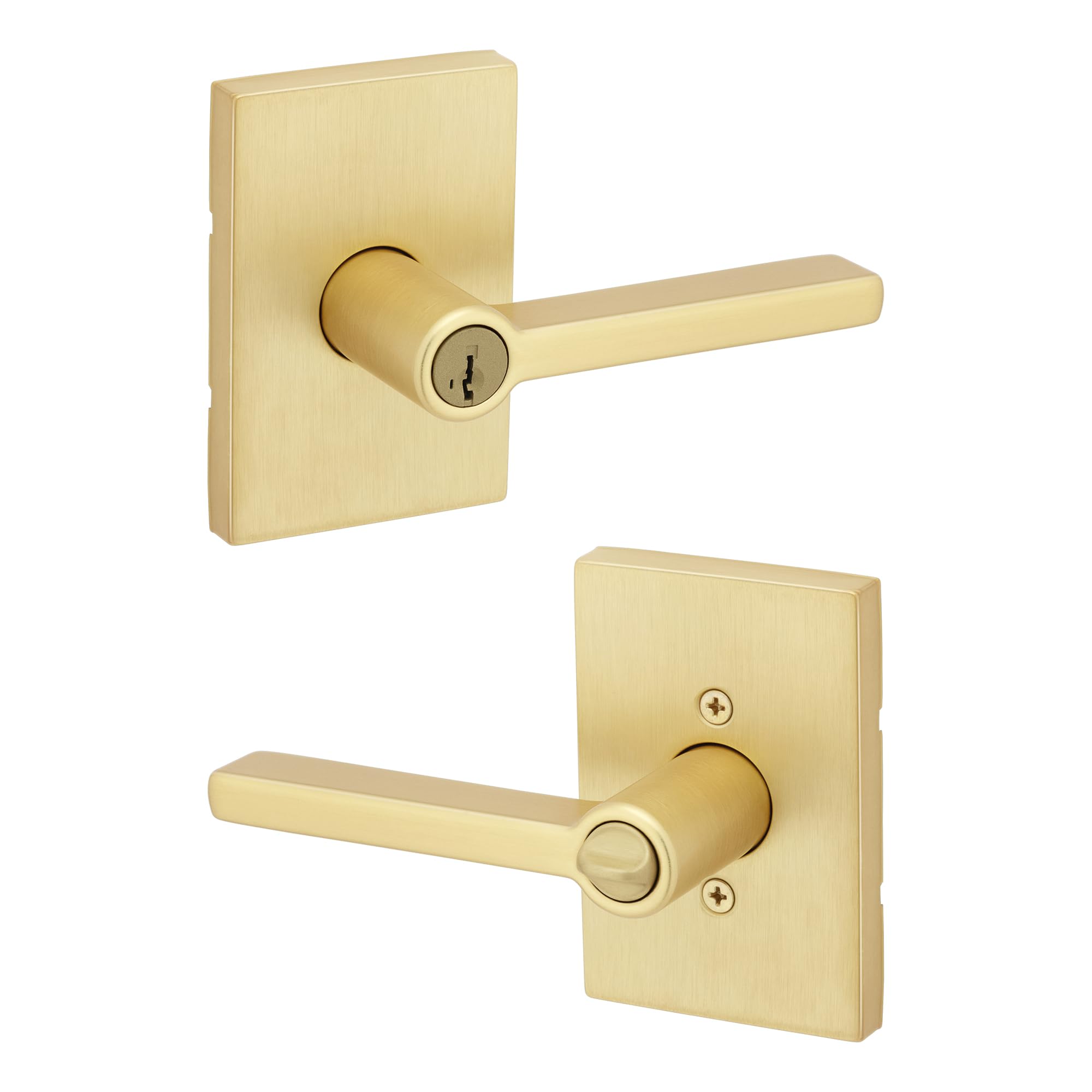 イット★外枠 Kwikset Halifax Entry Door Handle with Lock and Key, Secure Keyed
