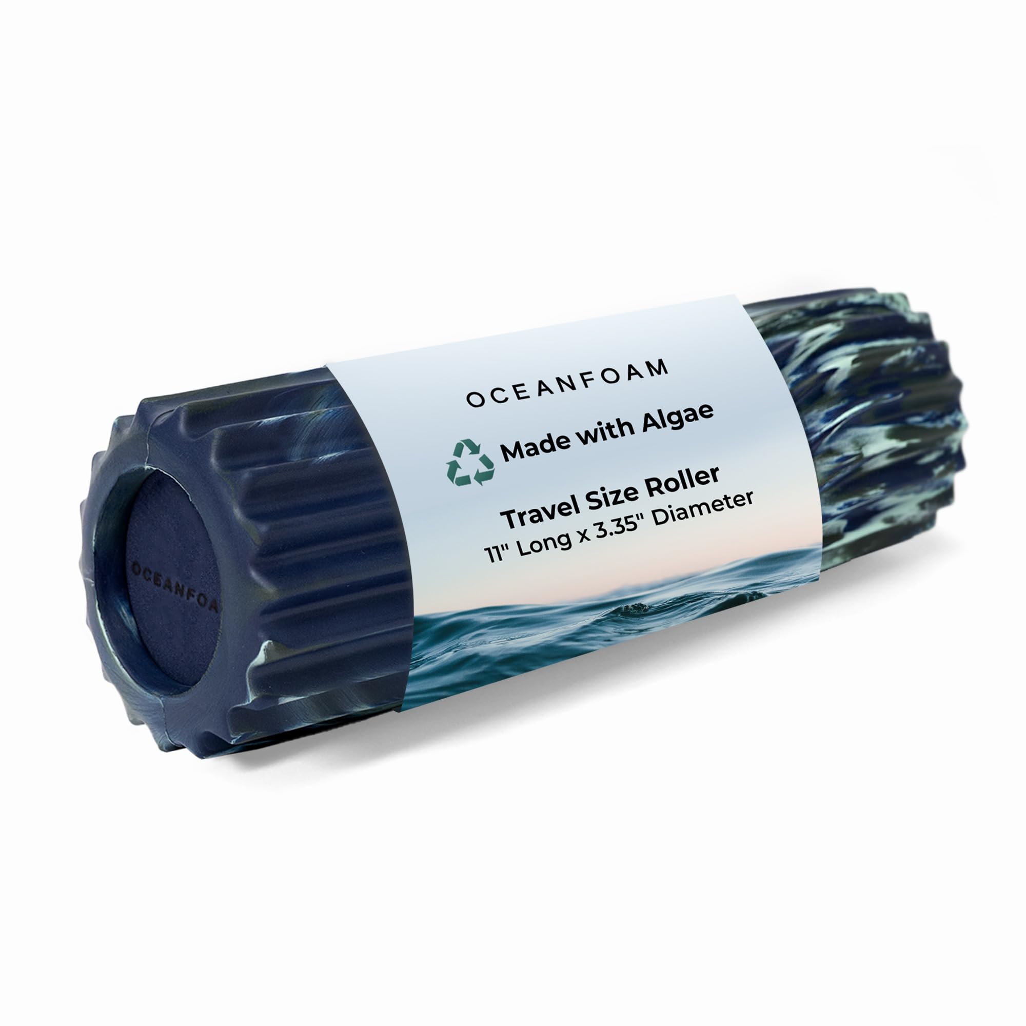 Oceanfoam Ripple Roller - Muscle Massage Foam Roller for Back Pain & Stretching - Ergonomic Wave Textured - Yoga, Athletics, & Wellness - Compact - 11" x 3.35" - Dark Navy, Hunter & Seafoam Marbled