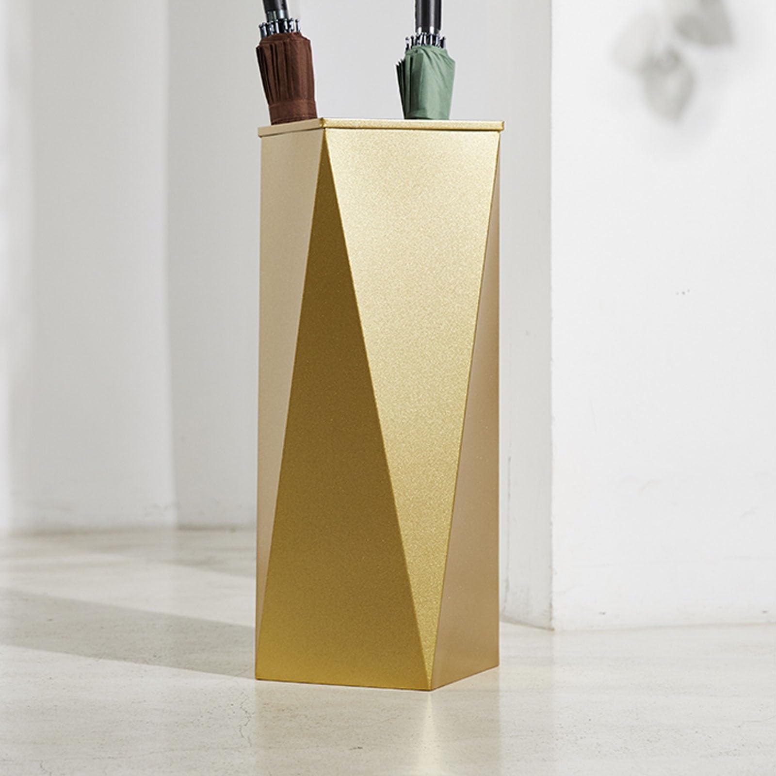 BHFPFZA Modern Metal Umb Stand Large Iron Indoor Umb Holder for Entryway Commercial Use with Drainage Stylish Gold Finish SpaceSaving Design