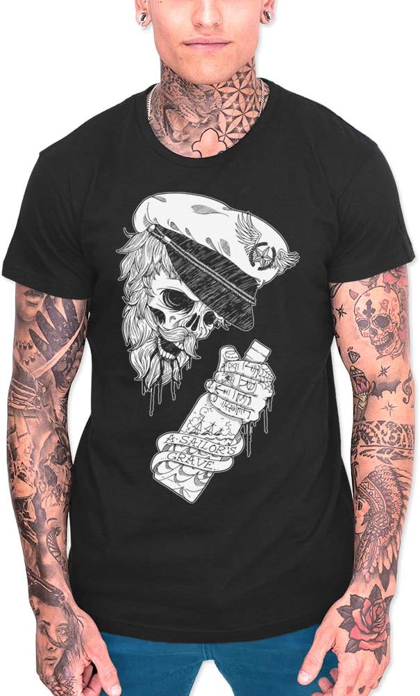 VIENTO Drunk Skull Men´s T-Shirt (S, Black)