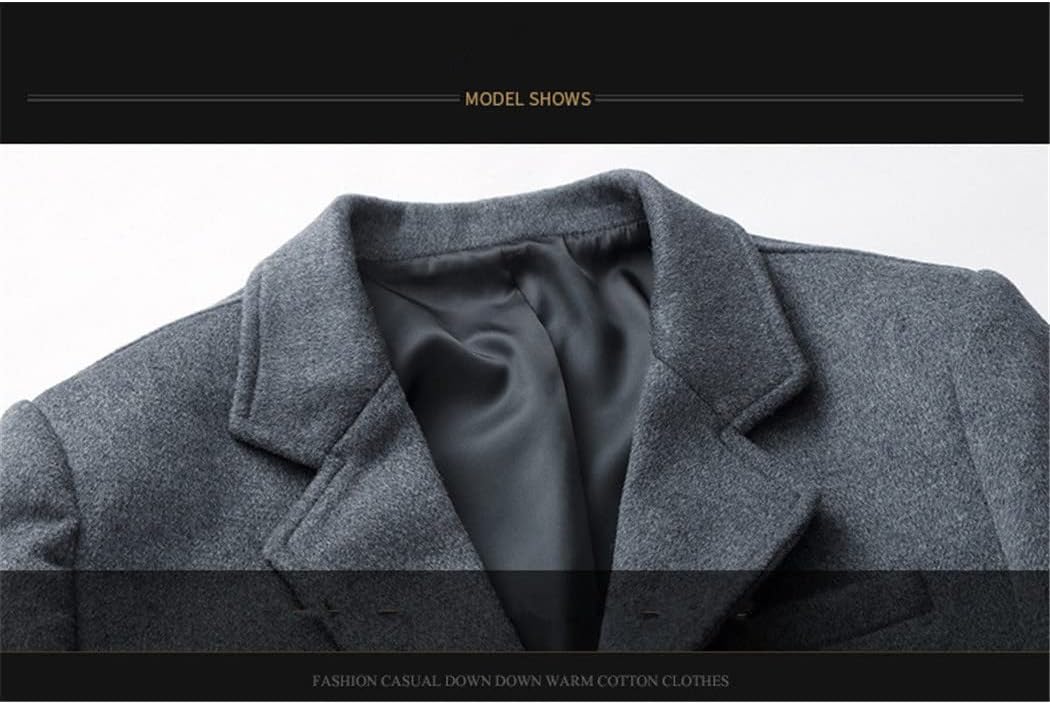Mens Casual Wool Blend Thick Coats Solid Color Wool Jackets Autumn Winter Slim Overcoats