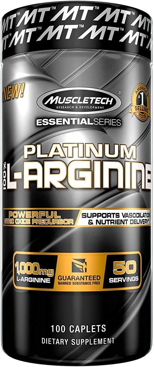 L-Arginine Pills | MuscleTech L Arginine 1000mg Capsules | Nitric Oxide Supplement | Supports Superior Vasodilation & Nutrient Delivery | Nitric Oxide Pills for Men | 100 Capsules