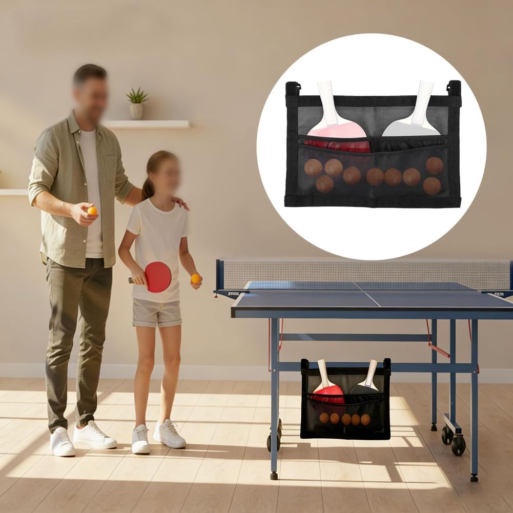 Organizador de malla para pelotas de tenis de mesa, paletas de ping pong y pickleball, almacenamiento de equipo deportivo