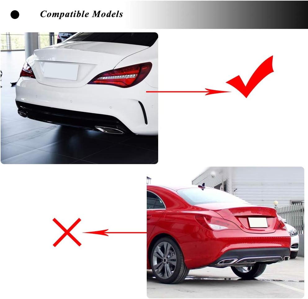 W117 CF Rear Splitters, fits for Mercedes Benz CLA Class W117 C117 CLA200 CLA250 Sport CLA45 AMG Sedan 2013-2019 Carbon Fiber Rear Bumper Spoiler Lip Flap Corner Cover (Black+Red)
