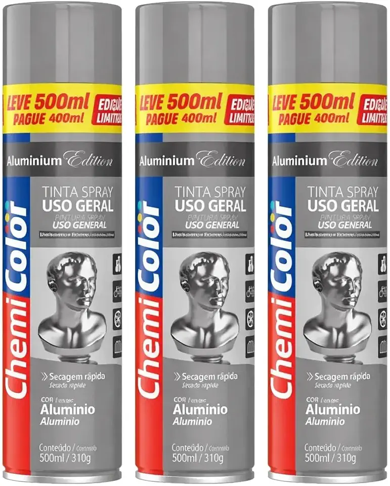 Tinta Spray Uso Geral Chemicolor Alumínio Edição Limitada Extra Seca Rápido (3)