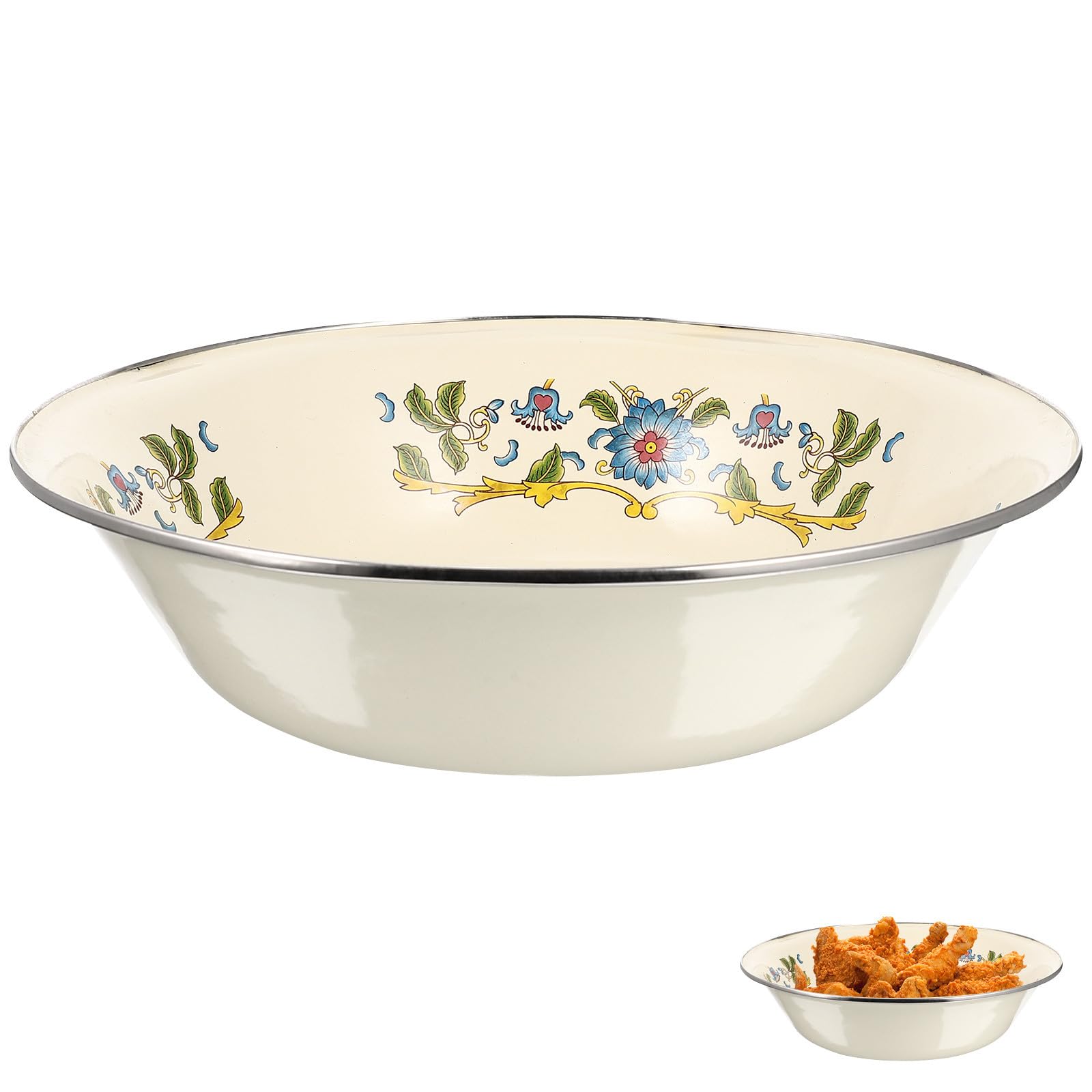 Bassine émaillée vintage blanc 30 cm avec couvercle et poignée Operitacx