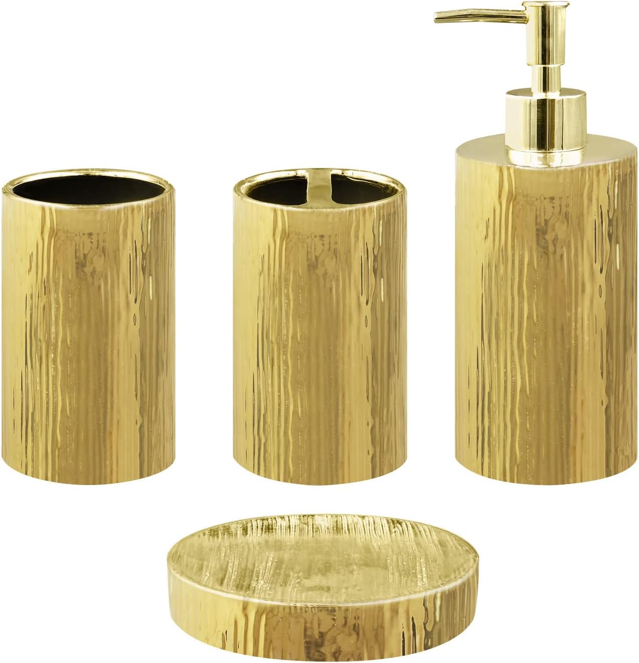 Amazon.com: Gold Bathroom Accessory Set 4 Piece Ceramic Bath ...