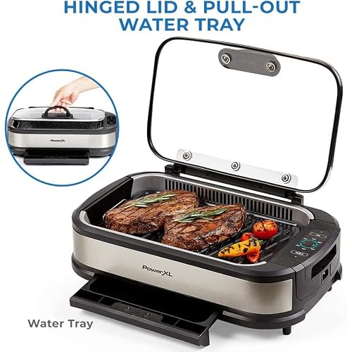 Power Xl Smokeless Electric Indoor Removable Grill And Griddle Plates, Nonstick Cooking Surfaces, Glass Lid, 1500 Watt, 21X 15.4X 8.1, Green #TOP3
