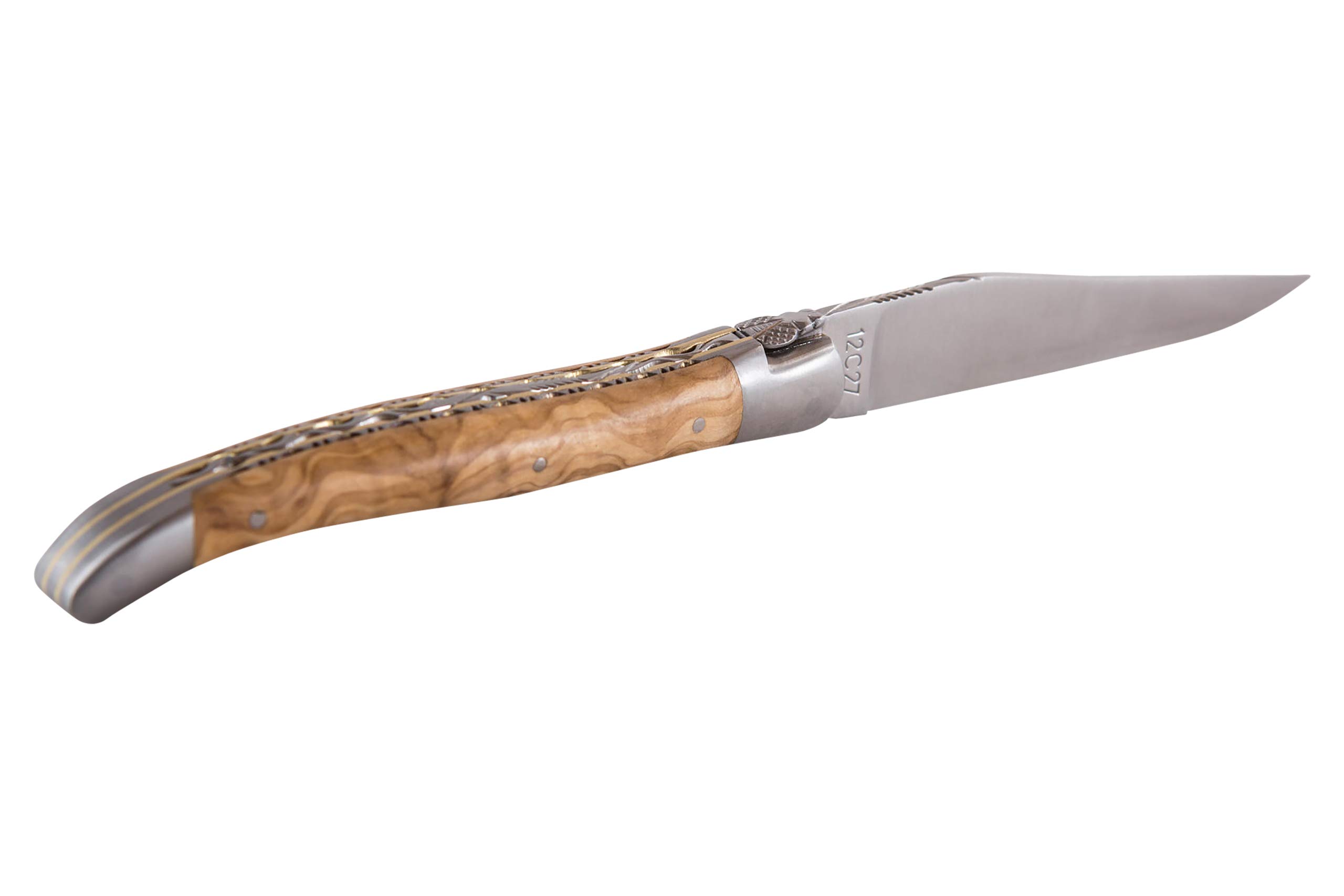 Laguiole En Aubrac Taschenmesser – Handgefertigt, Olivenholz-Griff, Graviert