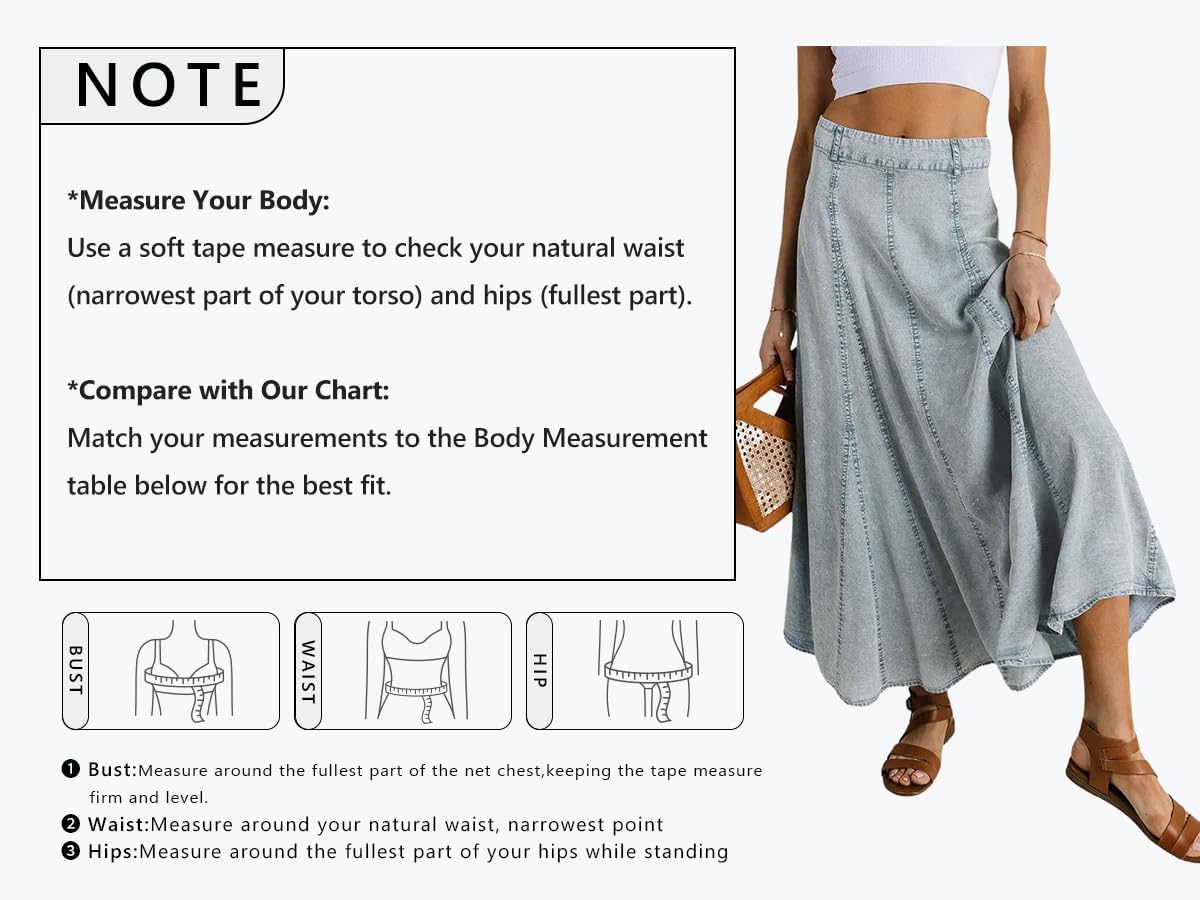 CHARTOU Women Vintage Long Denim Skirt Flowy Big Hem Slouchy Washed Jean Skirt - Image 4