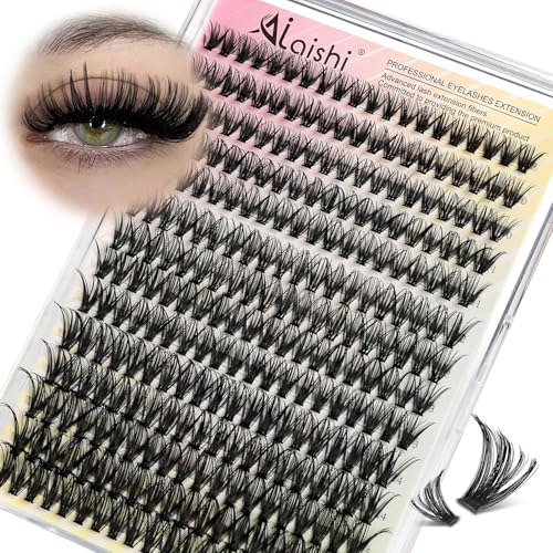 Lash Clusters DIY Cluster Eyelash Extensions 280pcs 9‑16mm 40D Fluffy D Curl Natural Volume Lashes–Waterproof Fake Cat Eye Wispy Individual Soft Clusters (16MIX2-2-X)