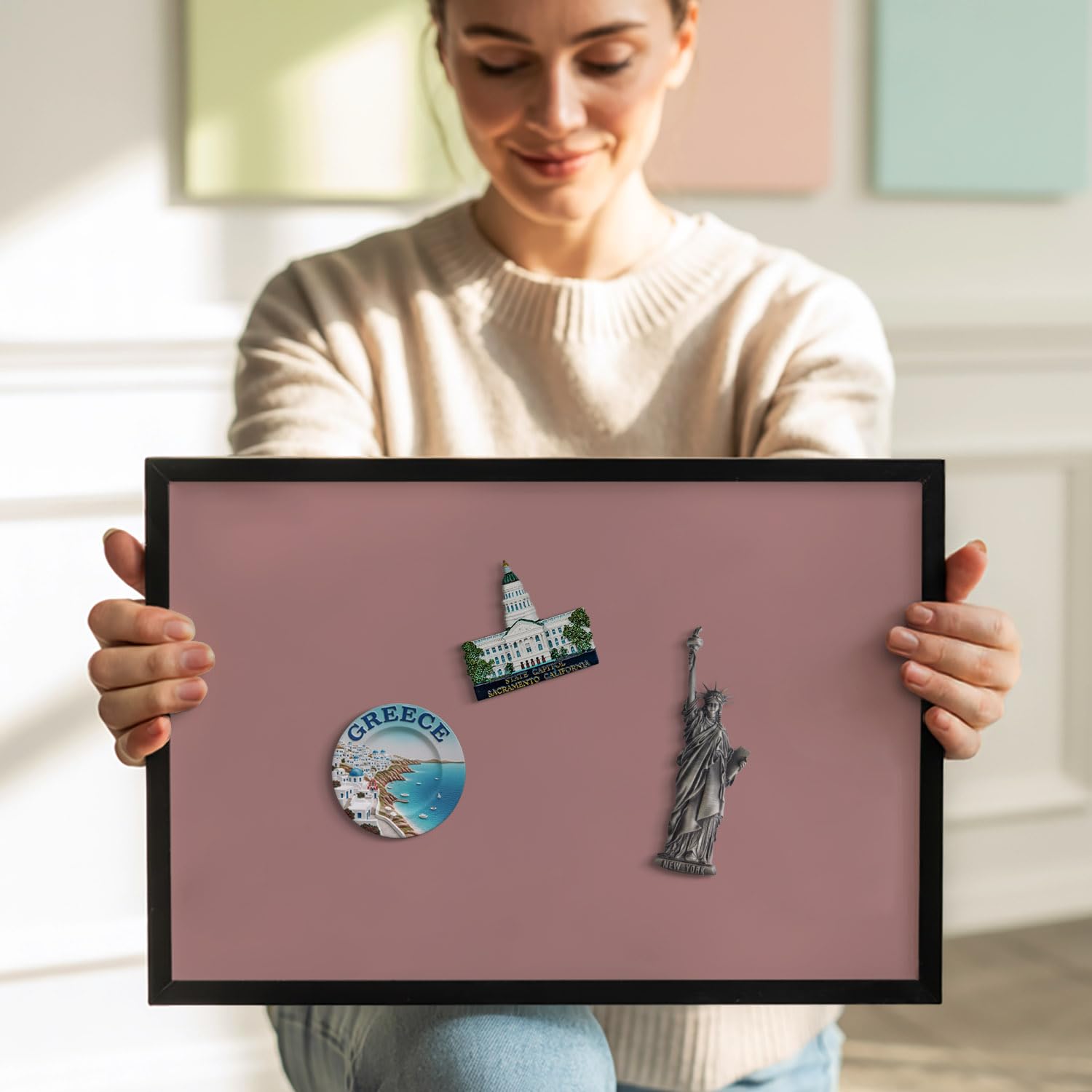 Tulup Bacheca Magnetica 50x50 cm – Design – Decorazione da Parete – – Accessorio d’Arredo per Interni – Scrivania Creativa – Mood Board –Pastellrosa Farbe