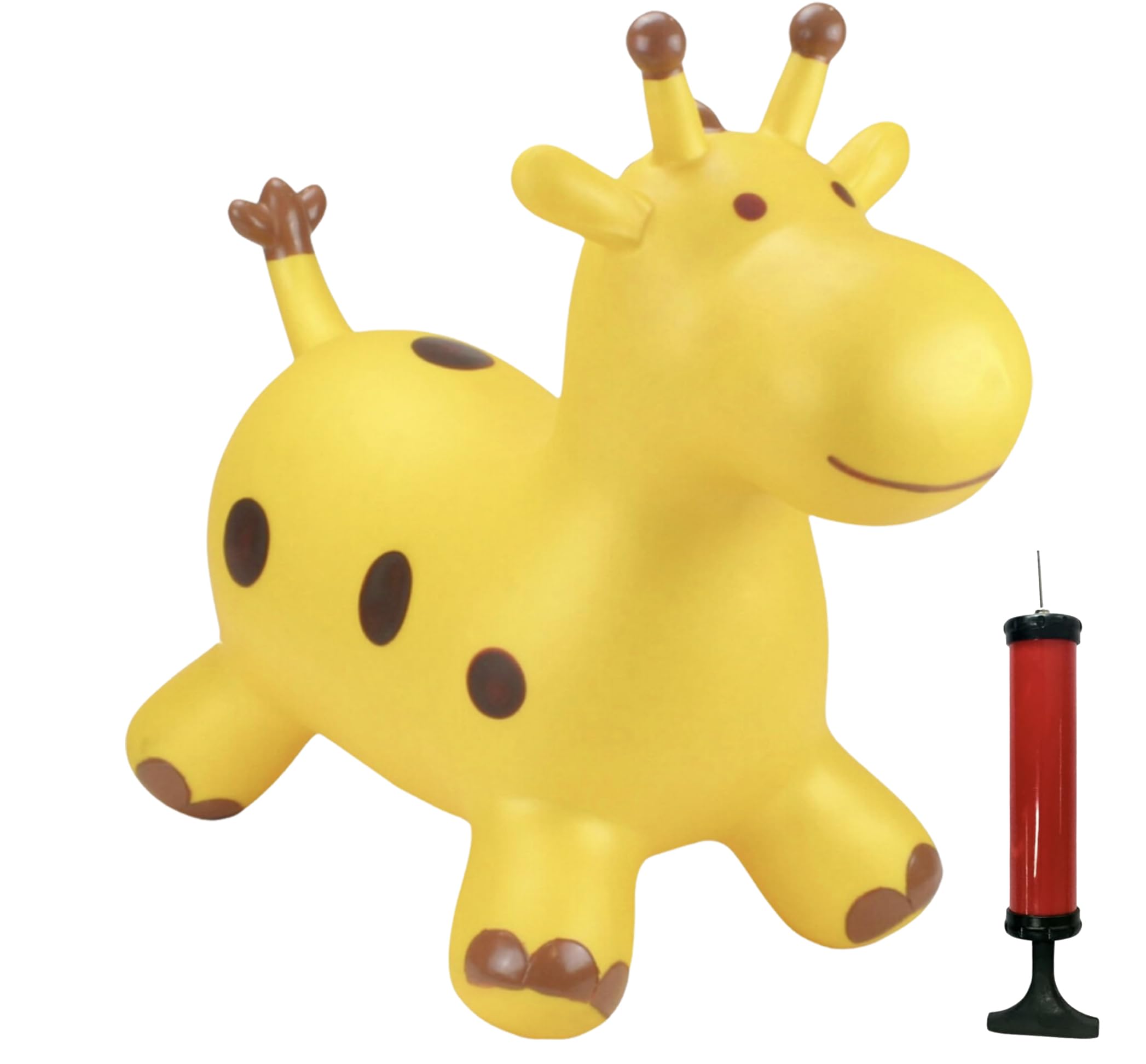 Happy Hopperz Inflatable Bouncy Animal with Grippable Ears/Horns, Easy to Clean Space Hopper for Indoor and Outdoor Play, Bouncing Toy, Pump Included, 12 Months-5 Years, Gold Giraffe