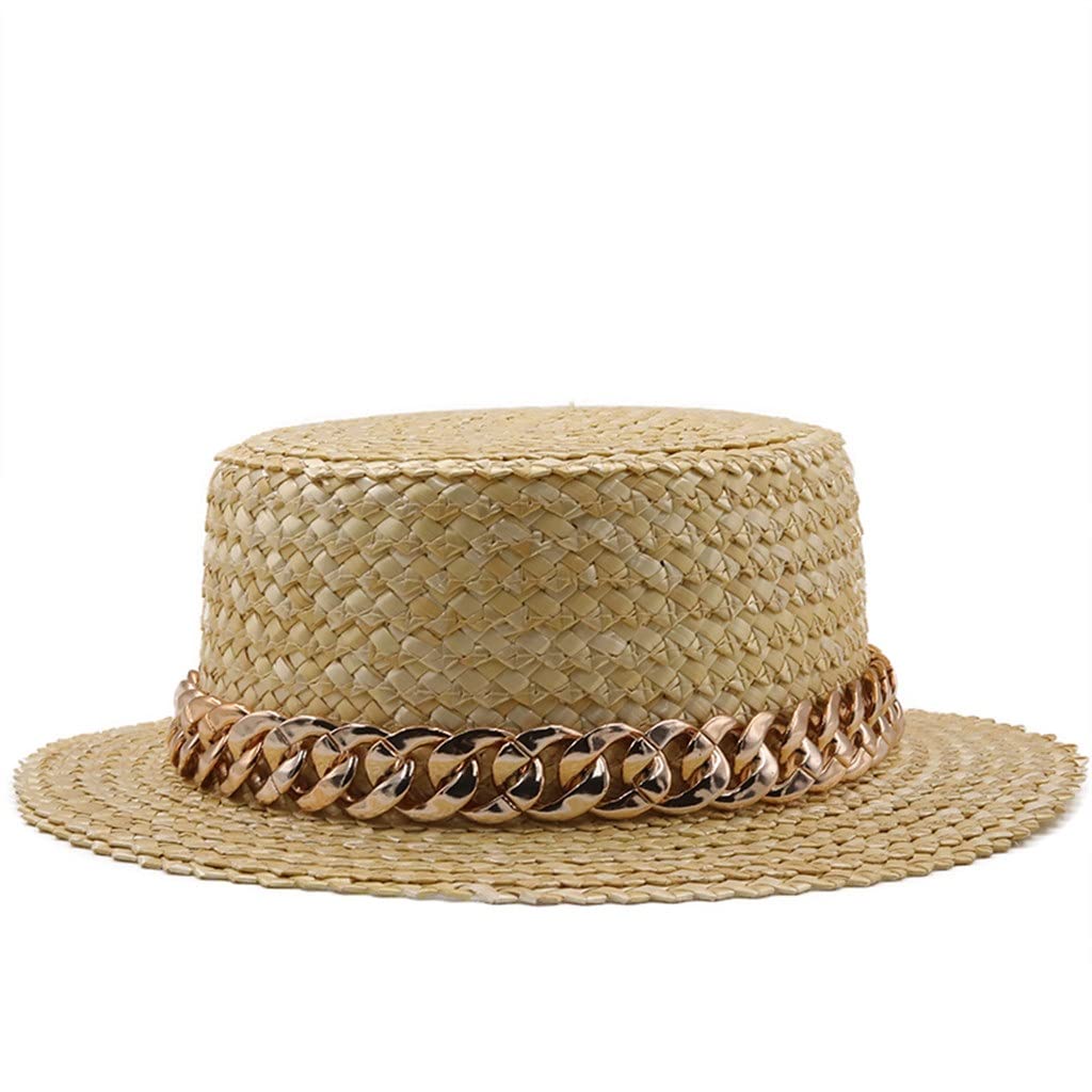 Cappello da spiaggia fatto a mano da ragazza Cappello da spiaggia per donna Cappellino da vacanza estivo Cappellino con visiera per protezione solare piatta alla moda (Color : C, Size : 55-58CM) (C 6