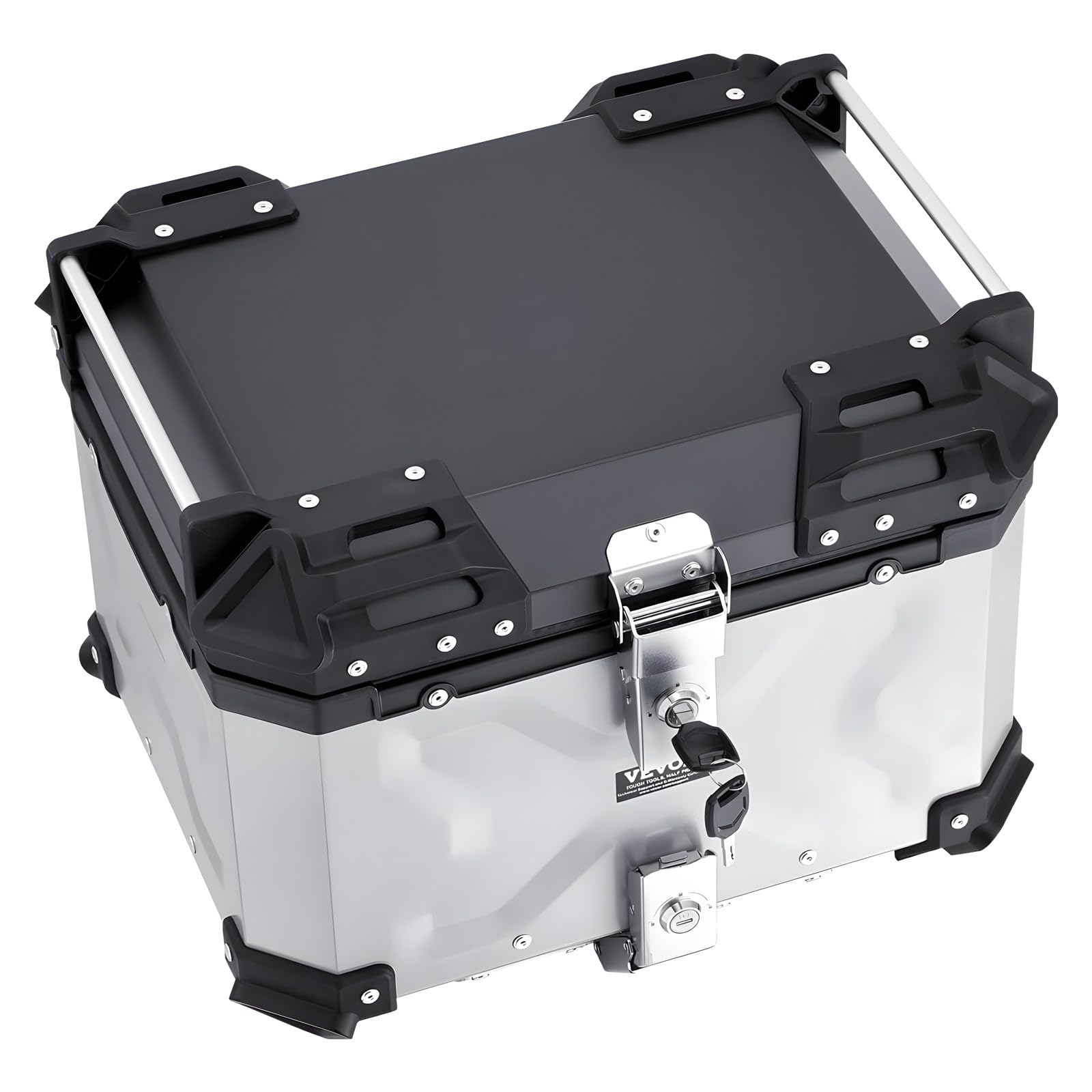 Baul Moto, Top Case Moto Aluminio Impermeable, Maletero Moto Universal, Baúl Moto con Cerradura De Seguridad, Respaldo Y Placa De Montaje, para Almacenamiento De Equipaje Y Casco,55L-SilverB