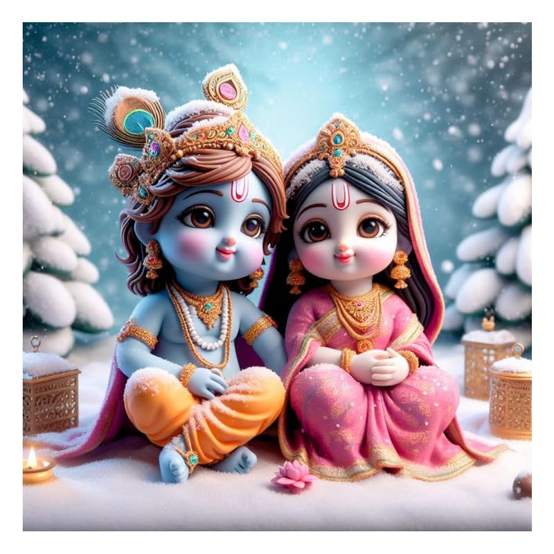 Image of British Terminal Cute little Bal Gopal Baby God Krishna| Kanha Ji | Laddu Lord Makhan Chor Painting Religious Poster for Pregnant Women for wall (matt thin vinyl,sticker,multicolor,unframed)| bj391