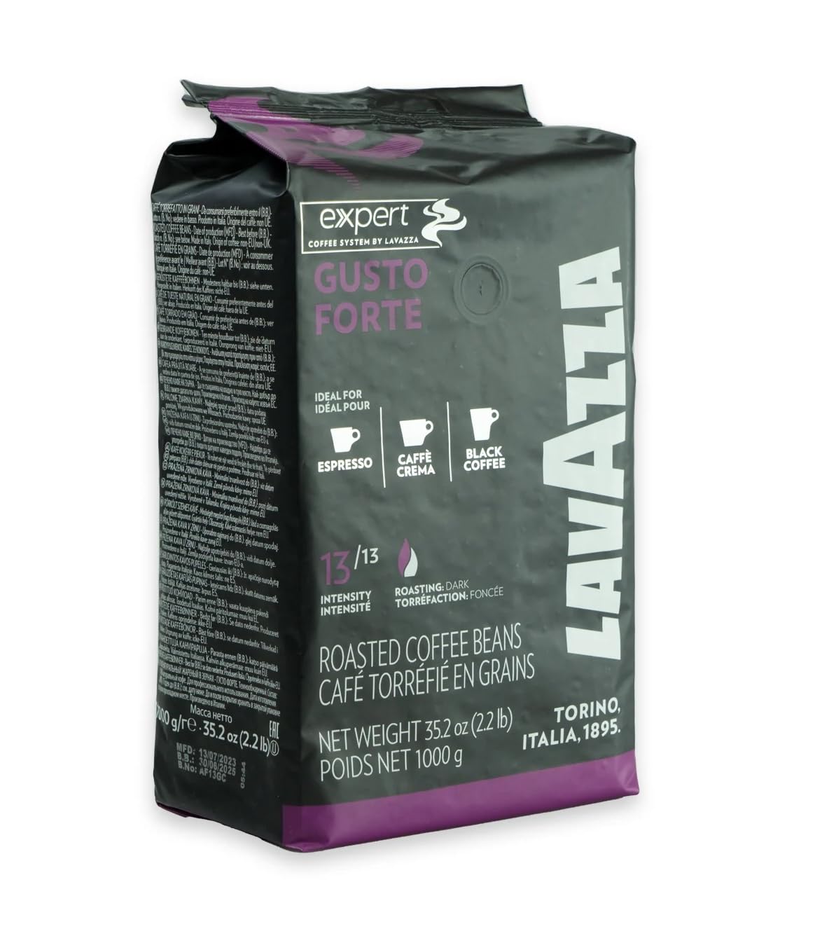 Lavazza Expert Gusto Forte Roasted Coffee Beans, Intensity 13/13, Italy, 1Kg