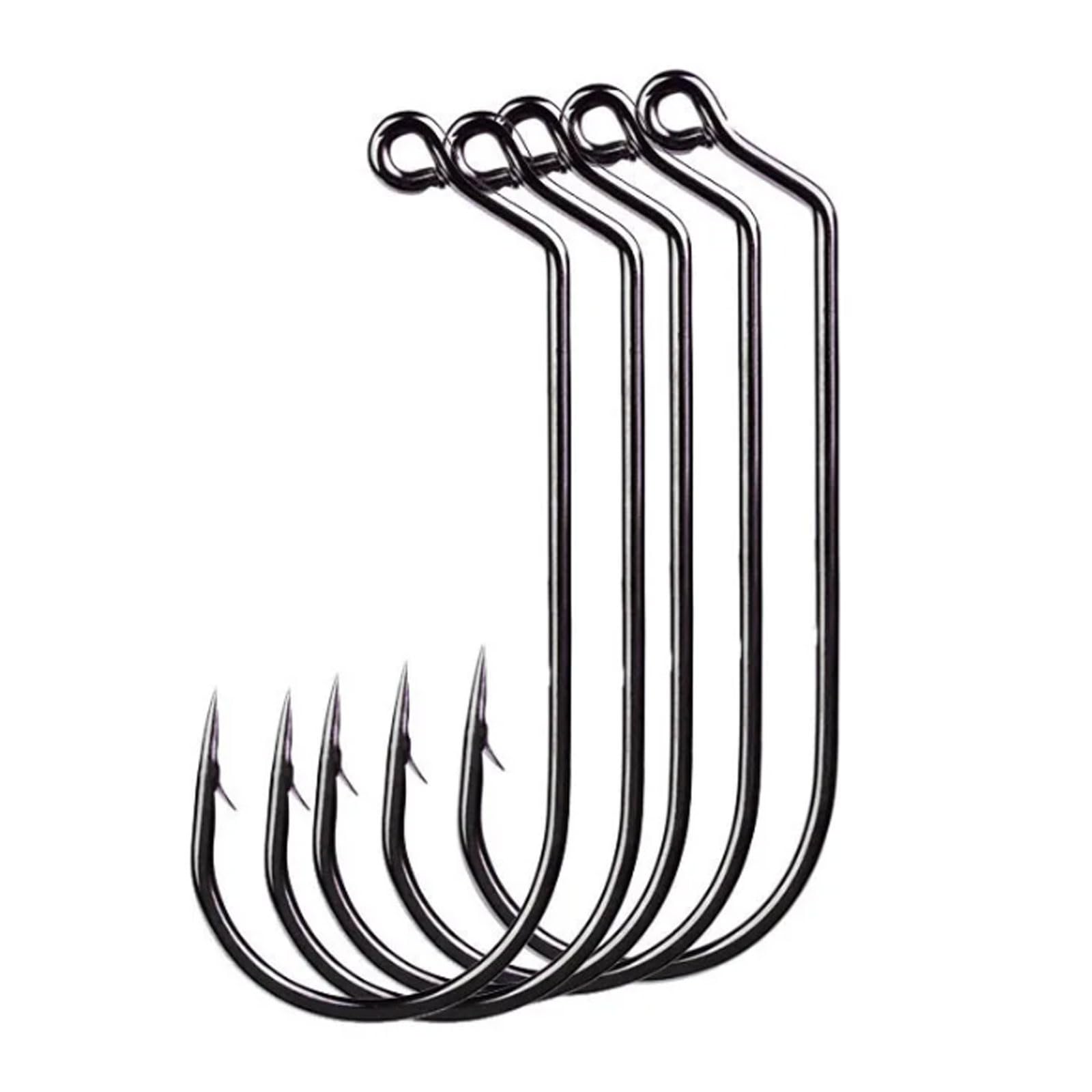 GPDNBIEU, Fish Hooks 50Pcs Big Series Jig Hooks Offset Single Fishing Hooks Barbed Fishhooks Worm Hook for Fishing Accessor(5 0)