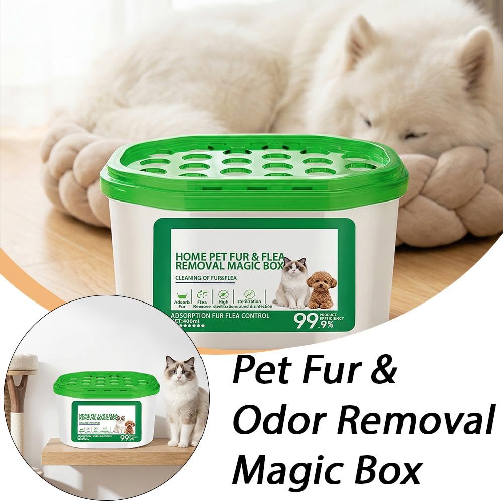 Home Pet Fur & Odor Removal Magic Box, 2026 New Pet Hair Removal MagicBox, 360 All Around Pet Hair Remover Pets Magic Box, Eliminador de olores portátil y colector de polvo, para el hogar, PetAreas