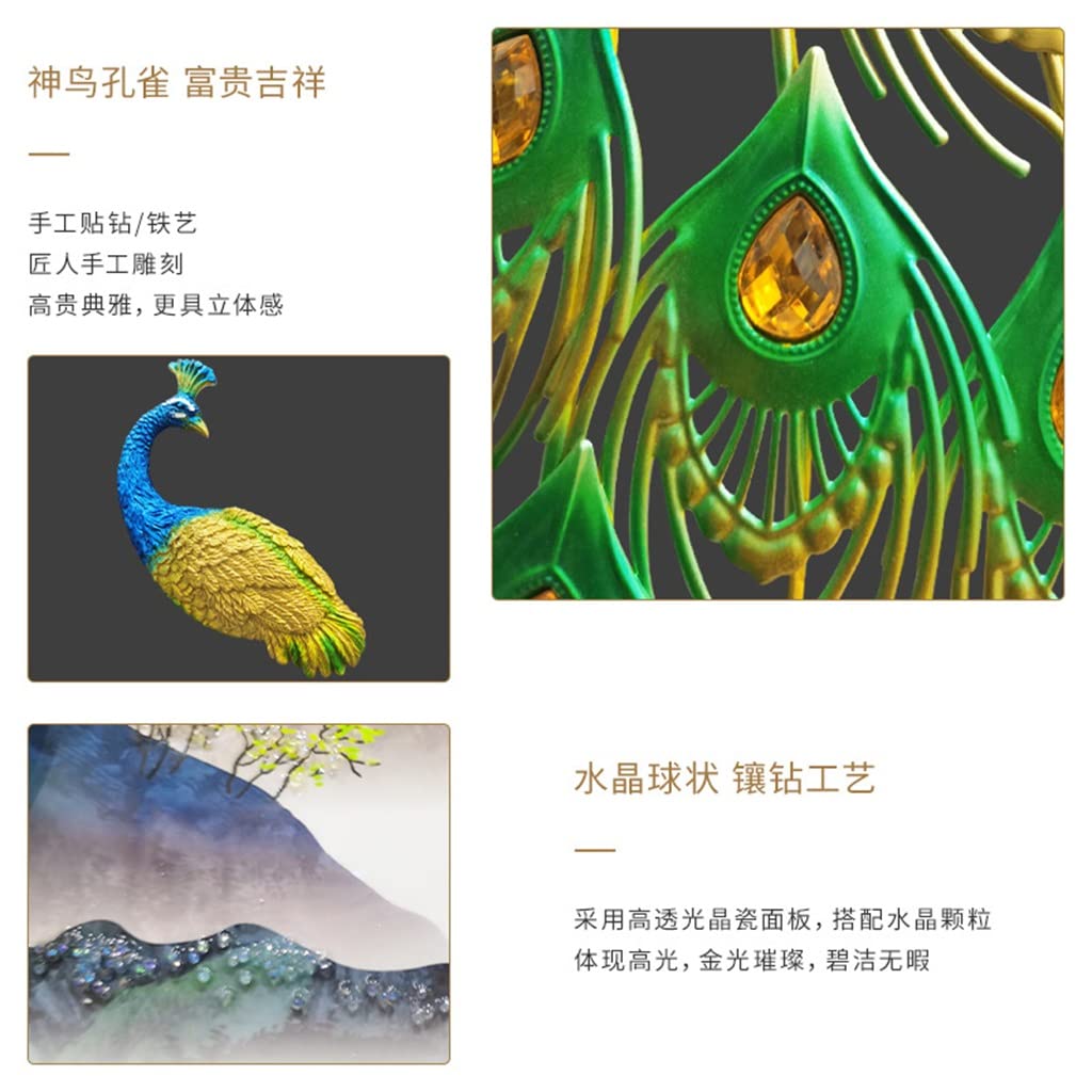 中国風リビングクジャク掛け時計 Amazon.co.jp: TATSEN中国風孔雀雰囲気時計リビングルームファッション