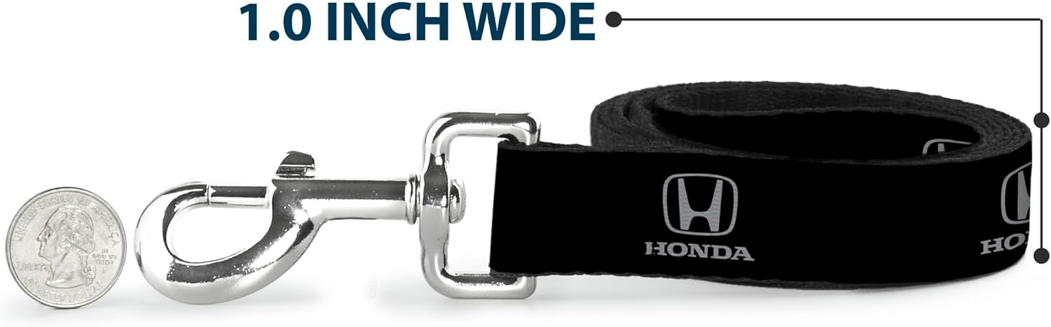 Dog Leash Honda Logo Black Silver 6 Feet Long 1.5 Inch Wide