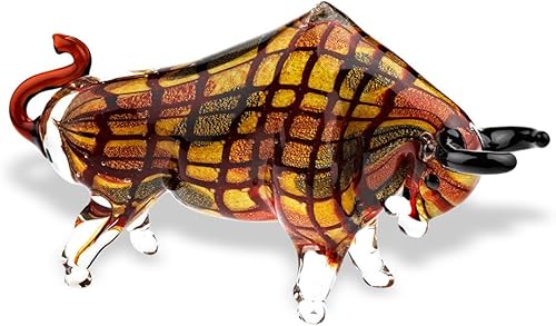 Miniatura 7 de Badash Figura de toro de cristal estilo Murano, escultura decorativa de cristal soplado de 4 pulgadas de alto, decoración y regalos únicos