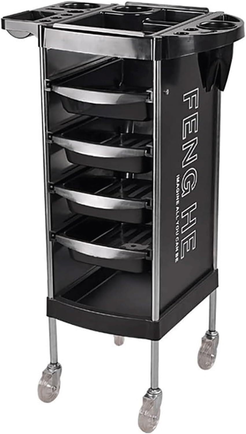 VUIKLCty Salon Trolley Stainless Steel Salon Rolling Cart 6 Tier With Abs Drawer Trolley Cart With Wheel For Barber Salon Cart
