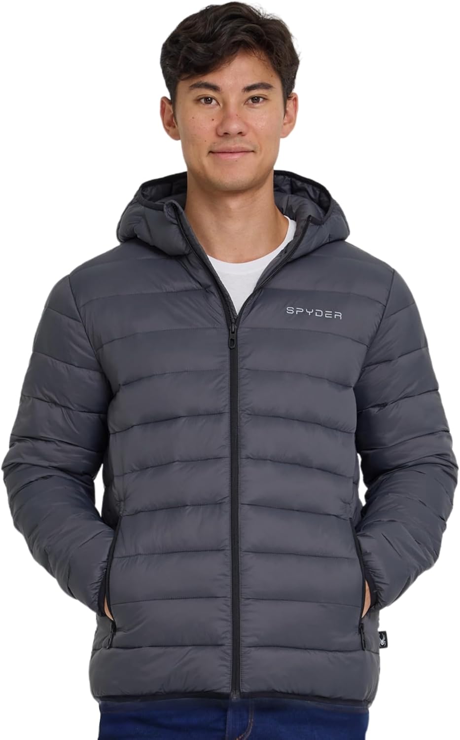 Spyder Packable Puffer Jacket Men with Hood, Lightweight Winter Jackets for Men
