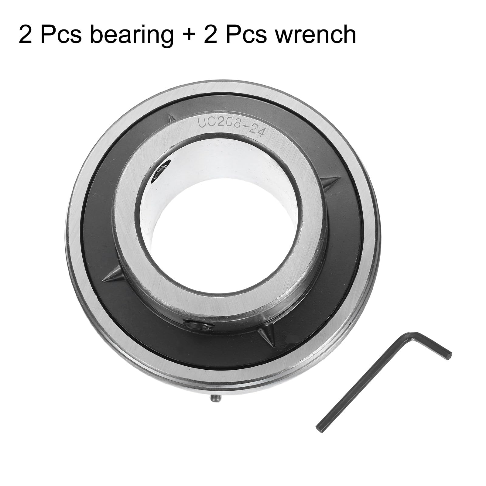 QUARKZMAN 2Pcs UC208-24 Roulements à Semelle de 1-1/2" en Acier Chromé (Gcr15) Logement de Roulement Monté Sur Bride avec Clé