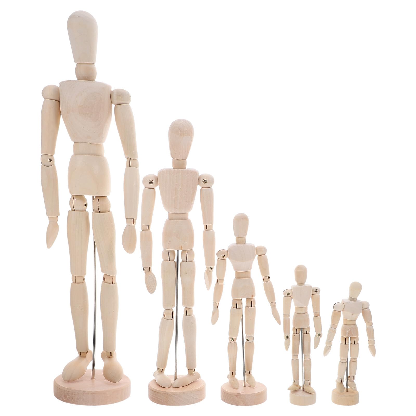 FOMIYES Mannequin Articulé en Bois Pratique Multiangle 5 Pièces avec Support Stable, Articulation Précise pour Dessin Artistique Modèle pour Artistes et Étudiants en Art