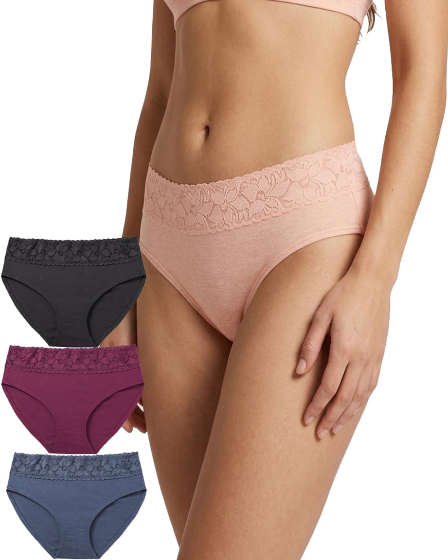 Women's Panties Full Coverage Soft Touch Cotton Elastane Stretch Lace Underwear Styled Hipster with StayFresh Panty for Women Combo Pack-image-44