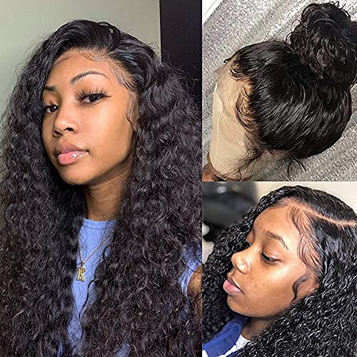 Lace Front Wigs Human Hair Water Wave 4x4 Lace Front Wig Pre Plucked with Baby Hair Brazilian Virgin Human Hair Wigs for Black Women 180% Density Wet and Wavy Lace Front Wigs Natural Color 18 inch