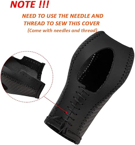 Miniatura 2 de DEYTOP Cubierta de la perilla de la palanca de cambios para fusiónescapeenfoquefiesta Auto de cuero para accesorios EcoSportTransitC-Max (fibra de