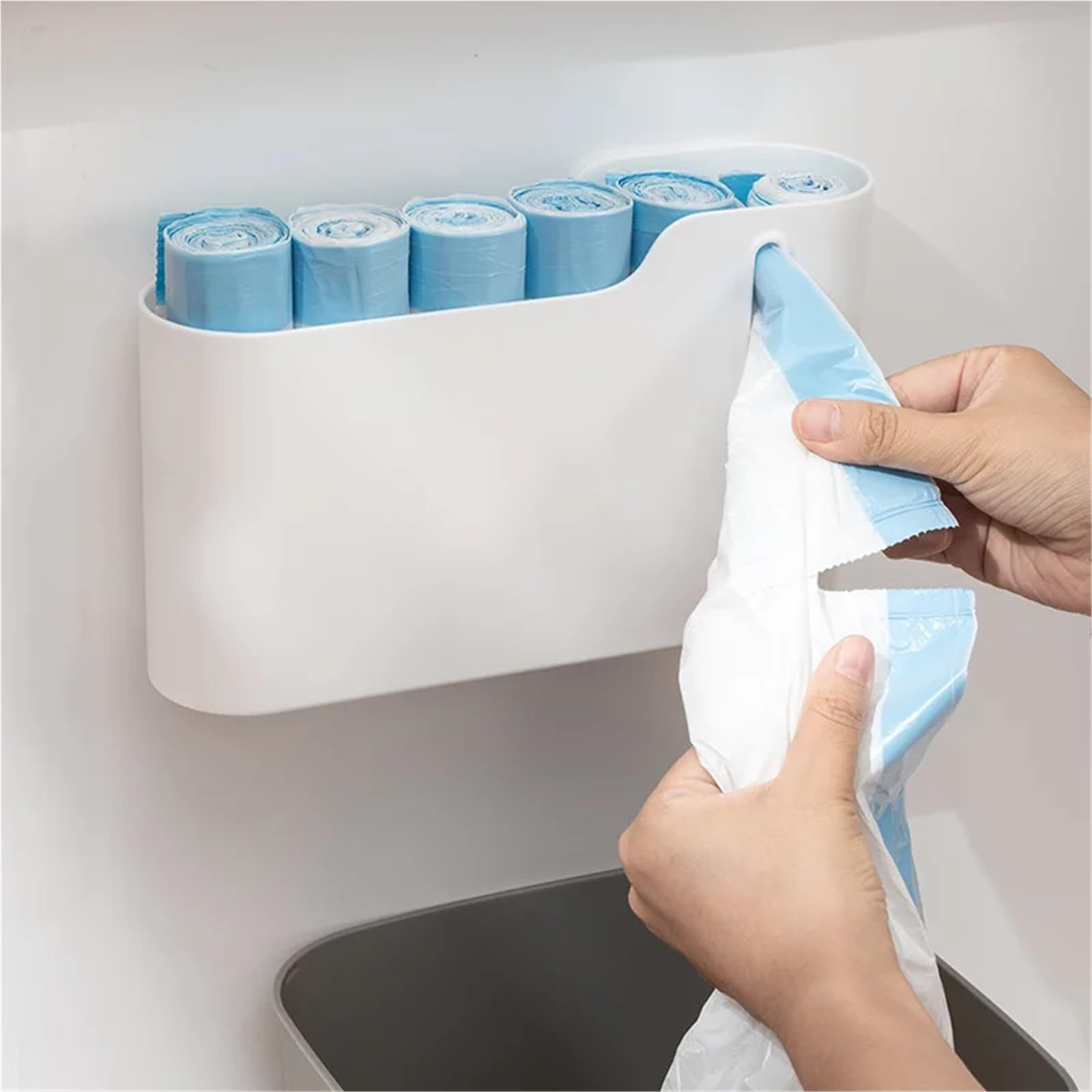Caja de Almacenamiento Bolsas Basura, Caja montada en la Pared for Cocina, Puerta Armario Multifuncional, Organizador baño, 2 uds