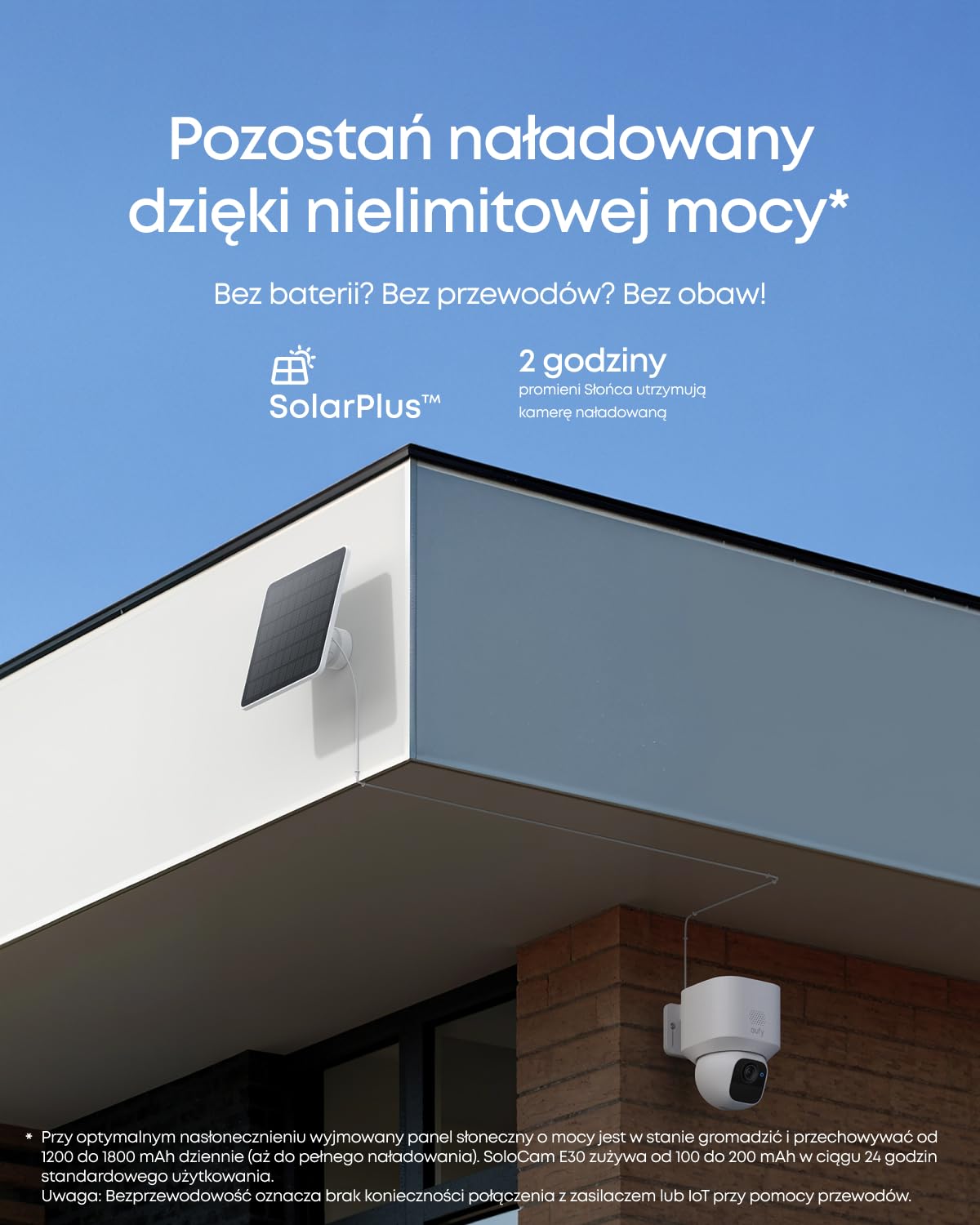 eufy eufyCam Solo E30, kamera do monitoringu zewnętrznego zasilana energią słoneczną, obrót 360°, śledzenie AI, jakość 2K, bezprzewodowa, kamera bezpieczeństwa eufy Outdoor