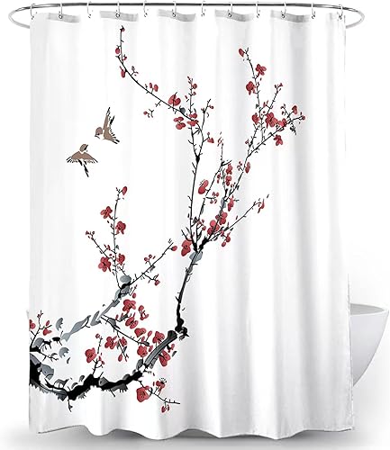 Cortina de regadera de tela impermeable, resistente, con peso, 100% poliéster, lavable a máquina, 72x72 pulgadas (mármol gris)