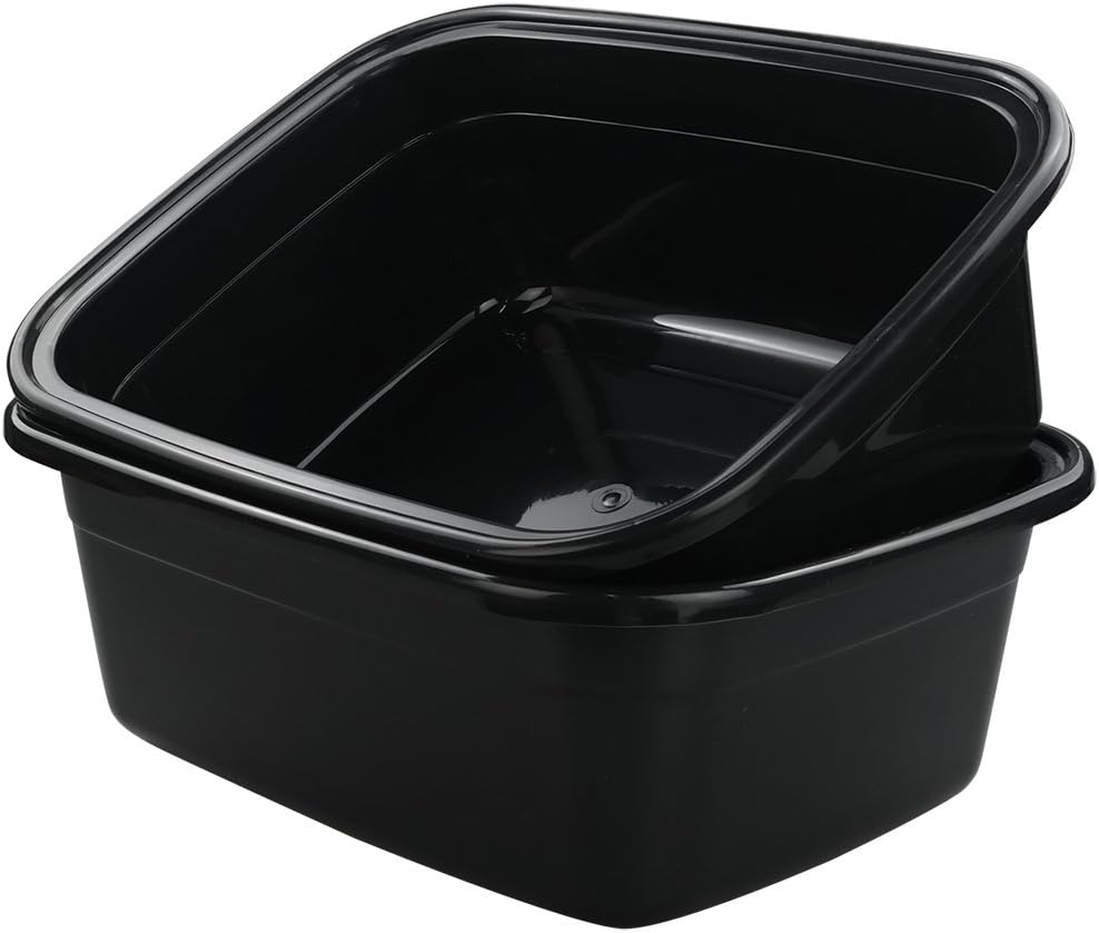 IdomyRectangle Plastic Black Washing Basin/Tub, Pack of 2 (18 Quart)