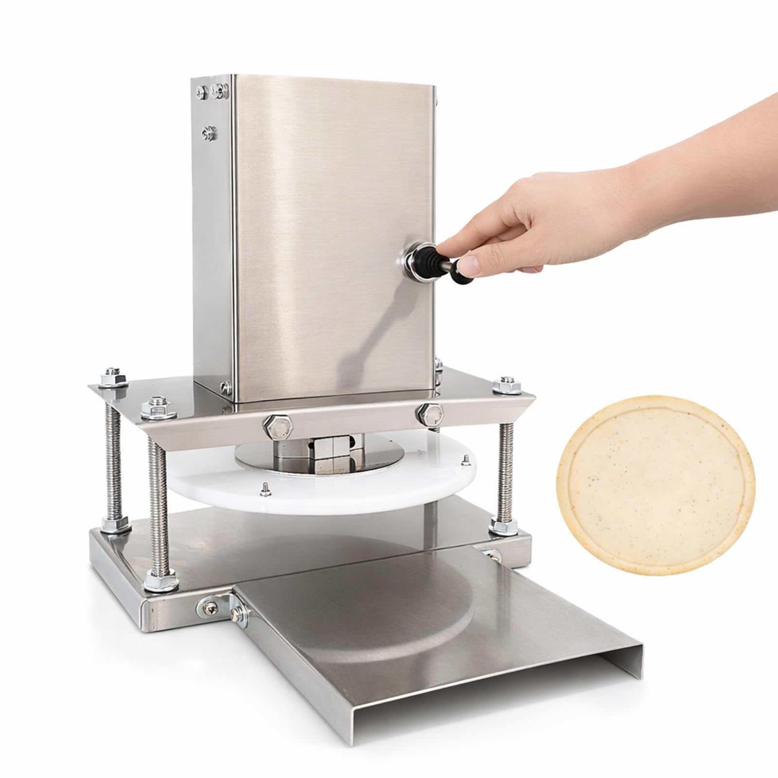 Elektrische Pizzateig Presse für Gastronomie 8.6 Zoll, Edelstahl Teigpresse für Pizza, Tortilla und Teigverarbeitung in Restaurant und Küche