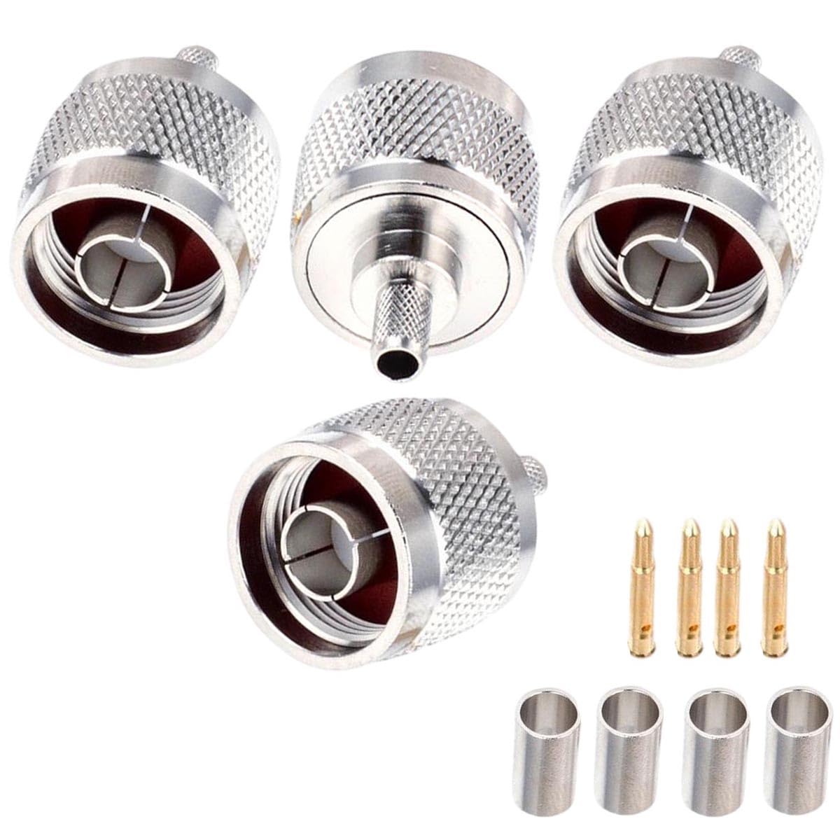 ABONIX N Male Crimp Connector N Type Plug Adapter for RG58 and RG142 Low Loss High Frequency RF Coaxial Connector (Pack of 4)-picture-22