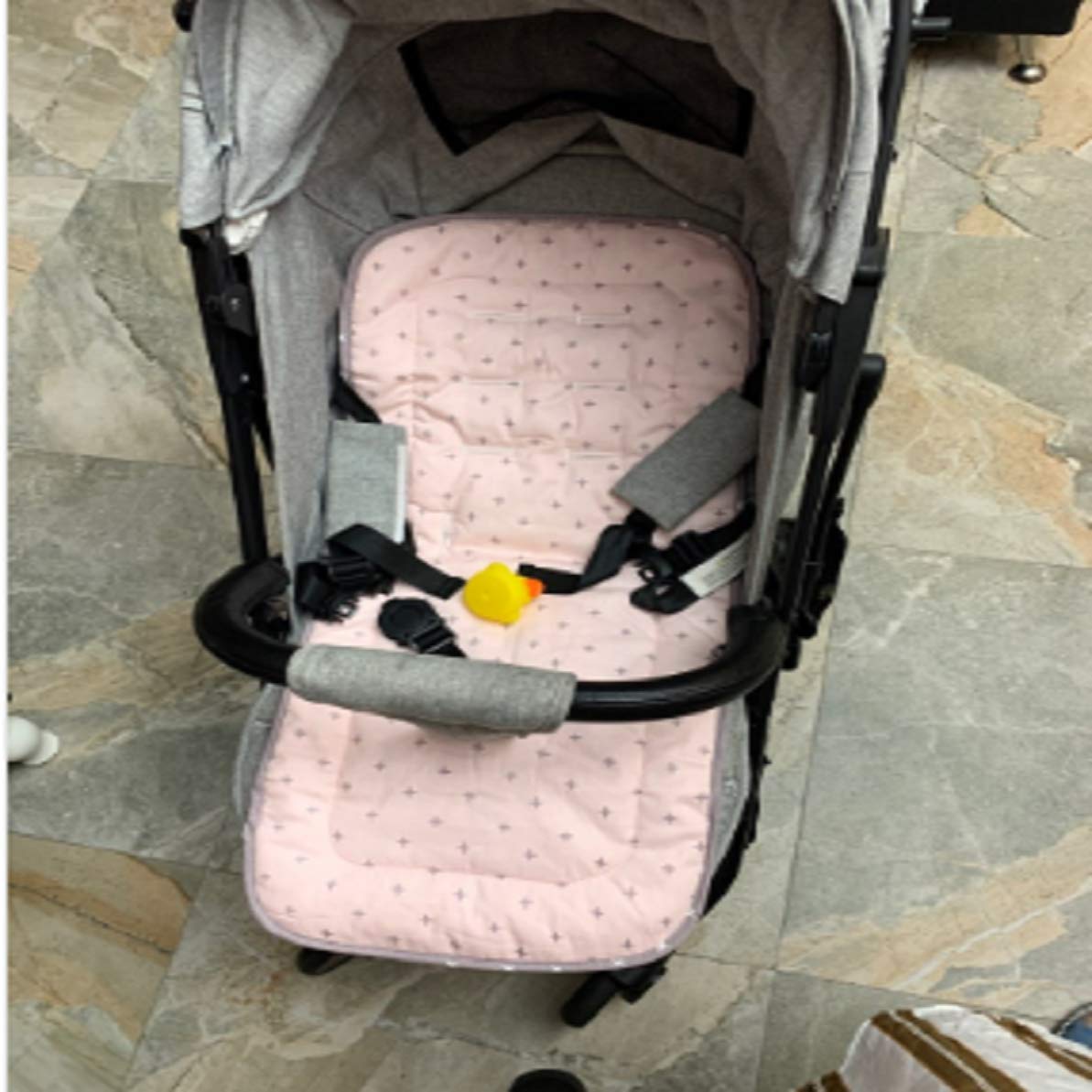 seat Liner for Pushchair Pushchair seat Liner, Universal pram Baby Pushchair Seat Liner 34 * 78cm, Pink-gray cross, 32x78 cm (1er Pack) - Image 2