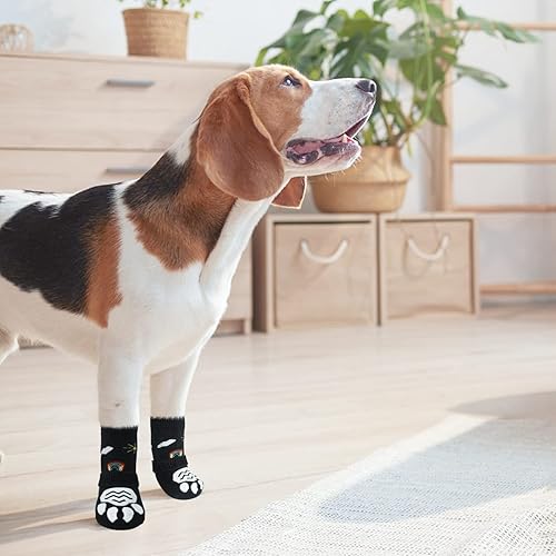 Miniatura 5 de PUPTECK Calcetines antideslizantes para perros para lamer con agarres, zapatos de perro para suelos de madera dura, botines de invierno para perros